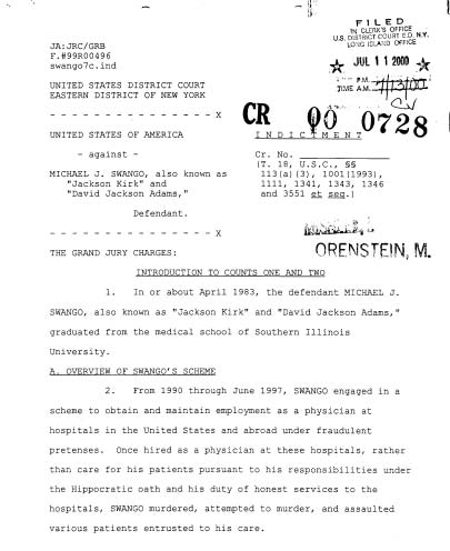 Inctment for Michael Swango one of the most infamous VA doctors to have committed medical malpractice at two va hospistals adversly affect the quality of care that veterans recieved.